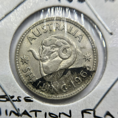 1963 Shilling Error Coin - Major Lamination Flaw Peeling - Scarce Elizabeth II