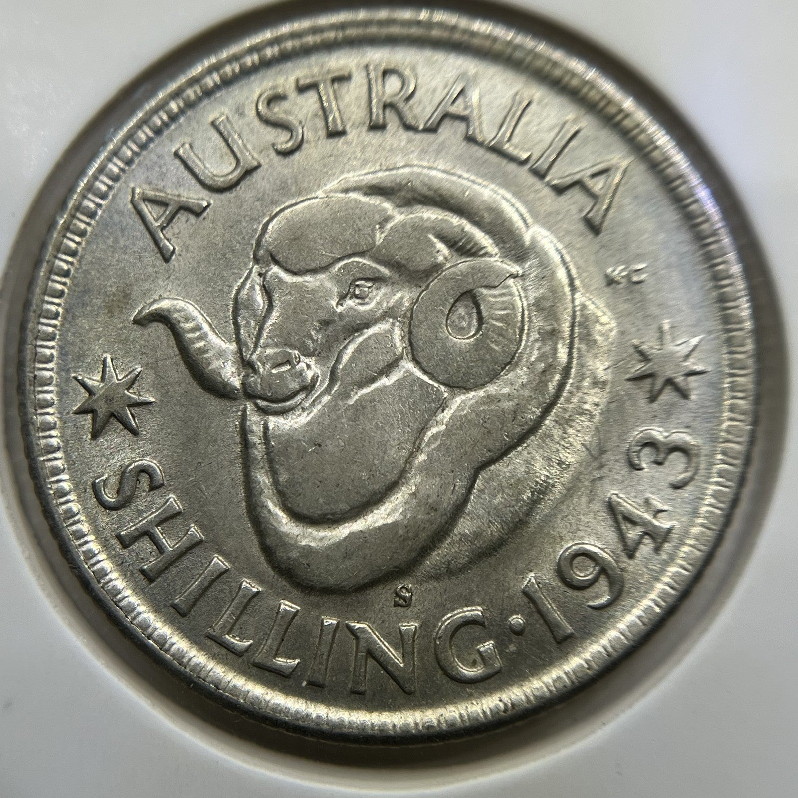 1943 s Shilling Coin - Uncirculated Lustre - George V Silver Predecimal