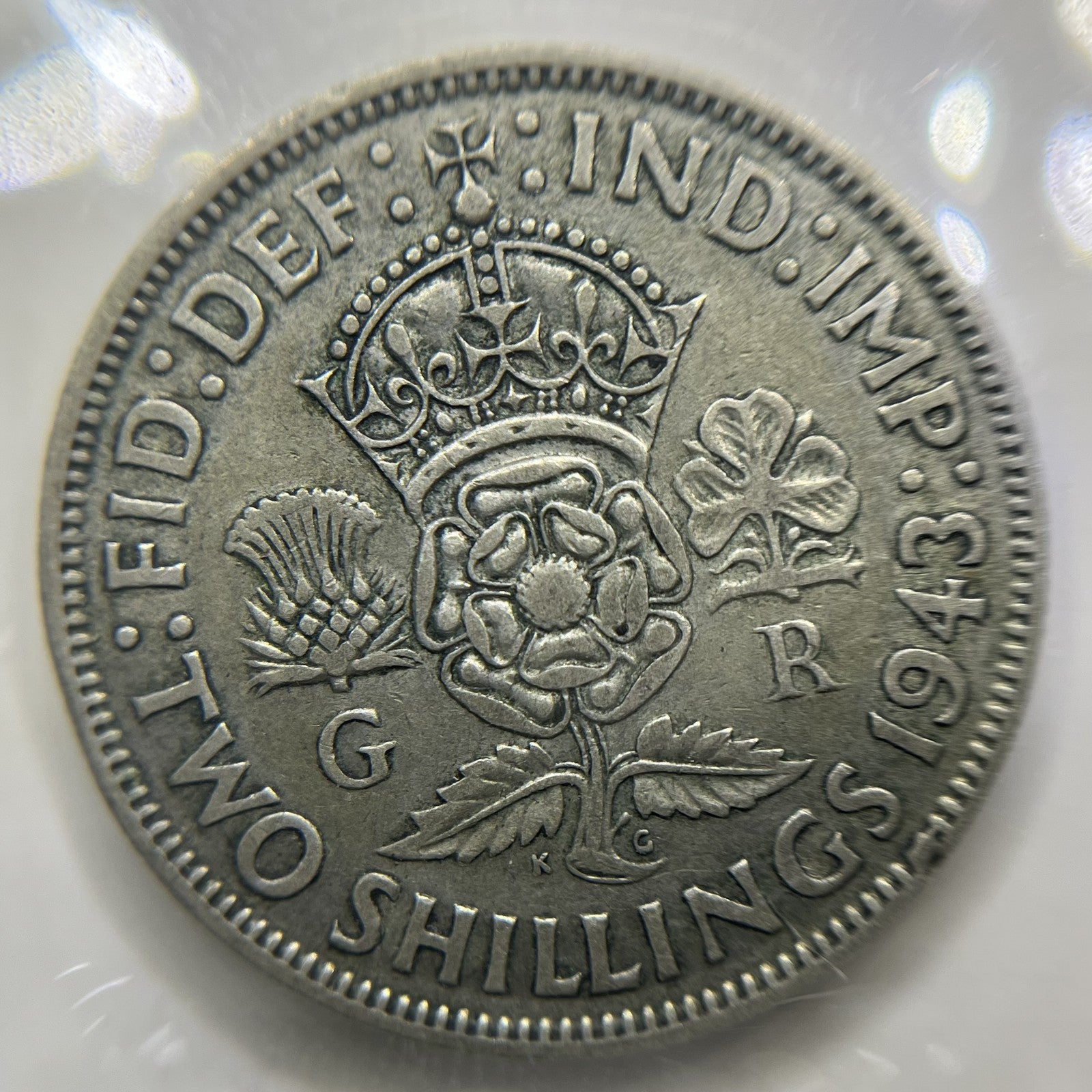 1943 Great Britain Silver Two Shillings Coin - Very Fine - Florin George VI