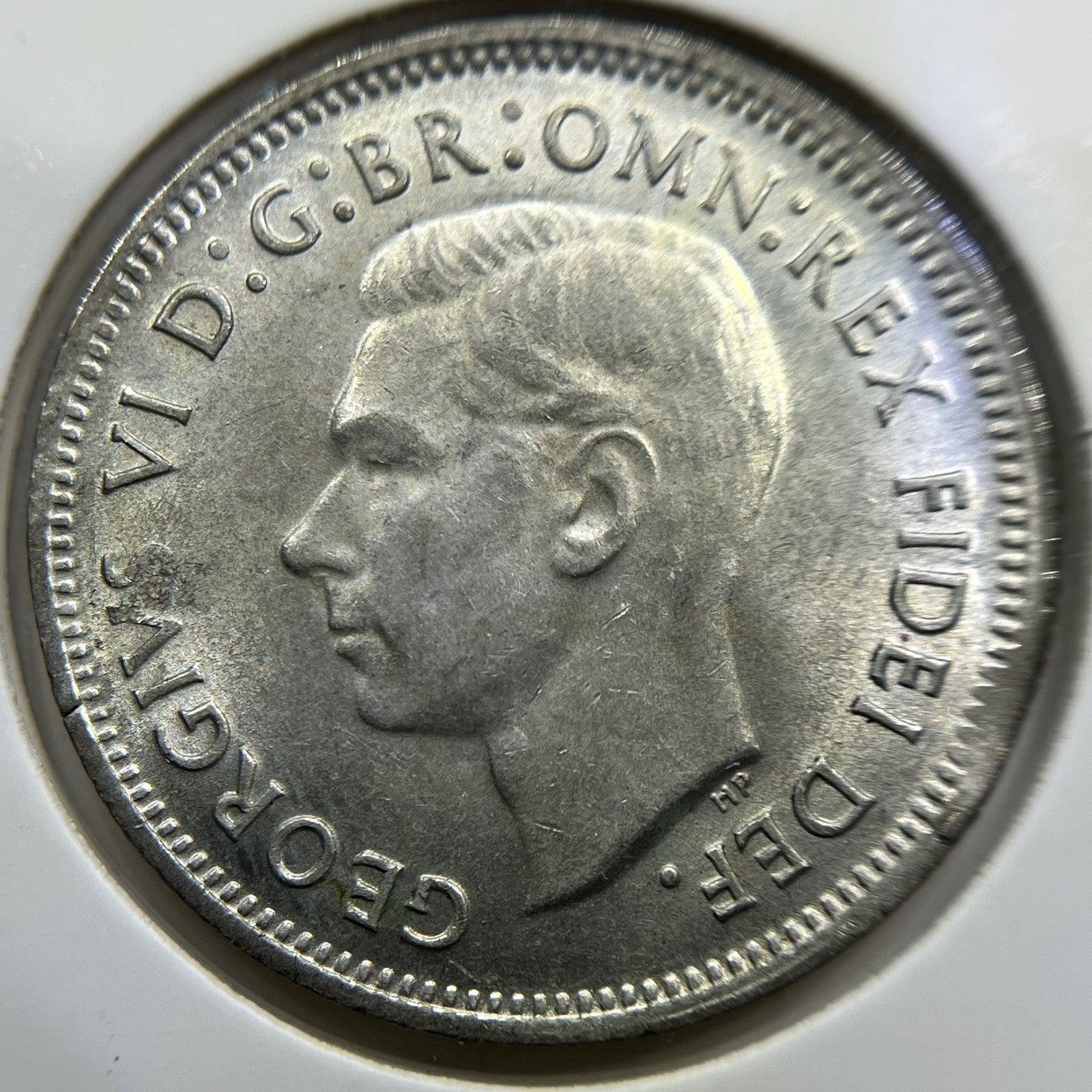 1952 Shilling Error Coin - Clip & Planchet Flaw UNC - George V Silver