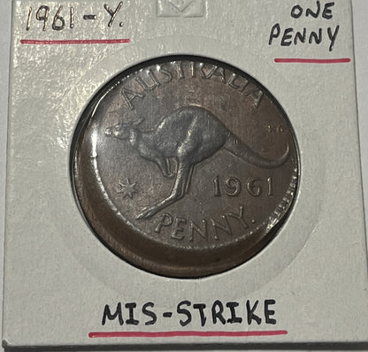 1961 Y. Penny Error Coin - Broadstrike in Choice Uncirculated Grade - Mis-strike