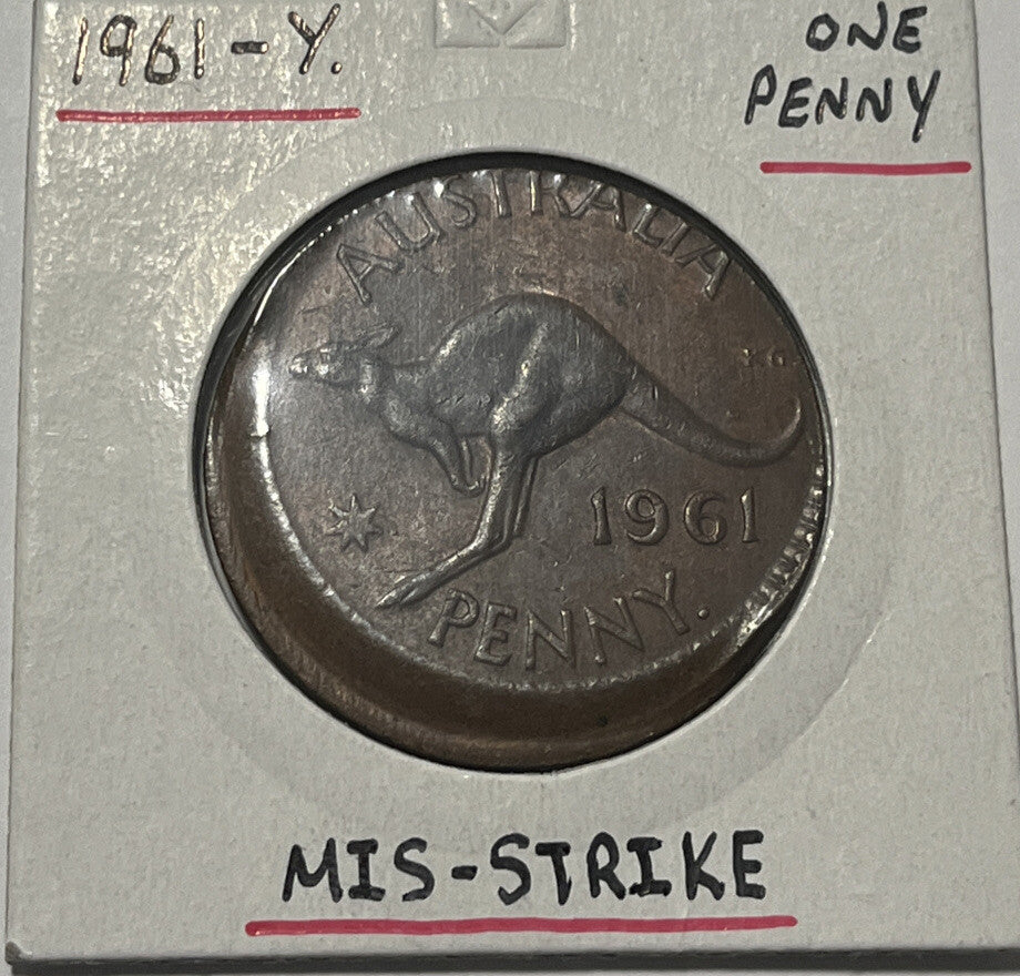 1961 Y. Penny Error Coin - Broadstrike in Choice Uncirculated Grade - Mis-strike