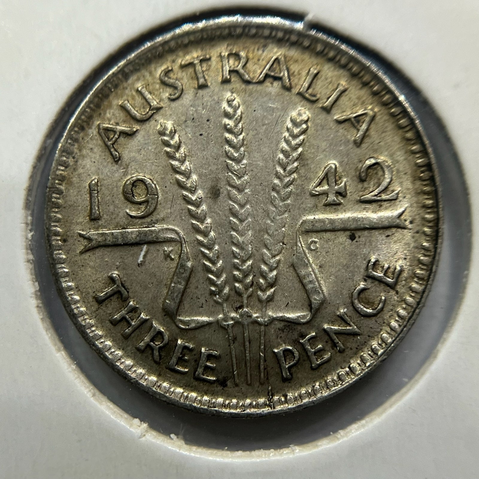 1942 m Threepence Coin - Very Fine - Key Date Low Mintage George VI