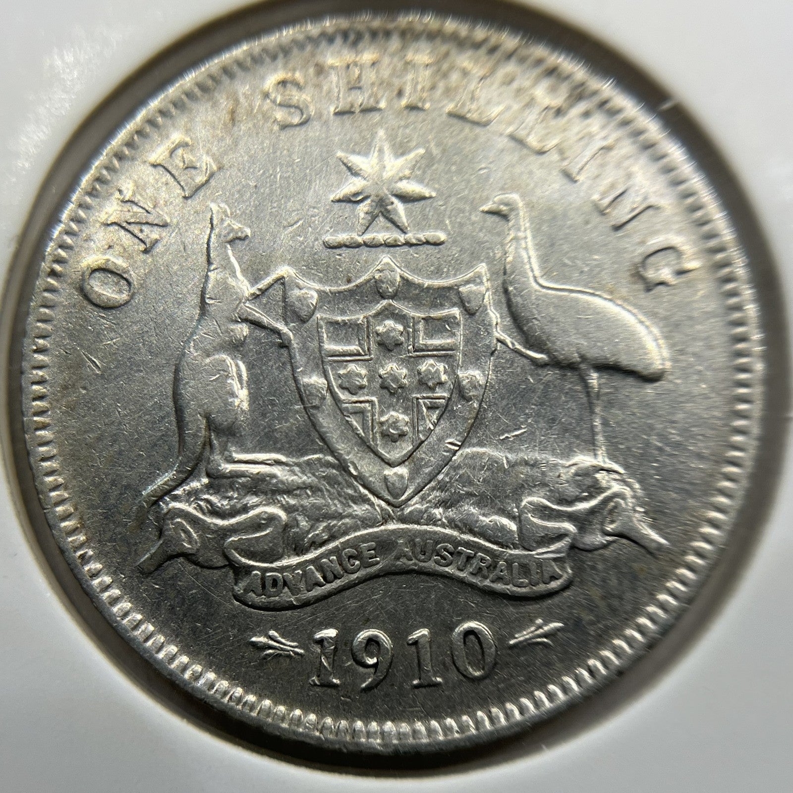 1910 Shilling Coin - Very Fine - Edward VII Silver First Year