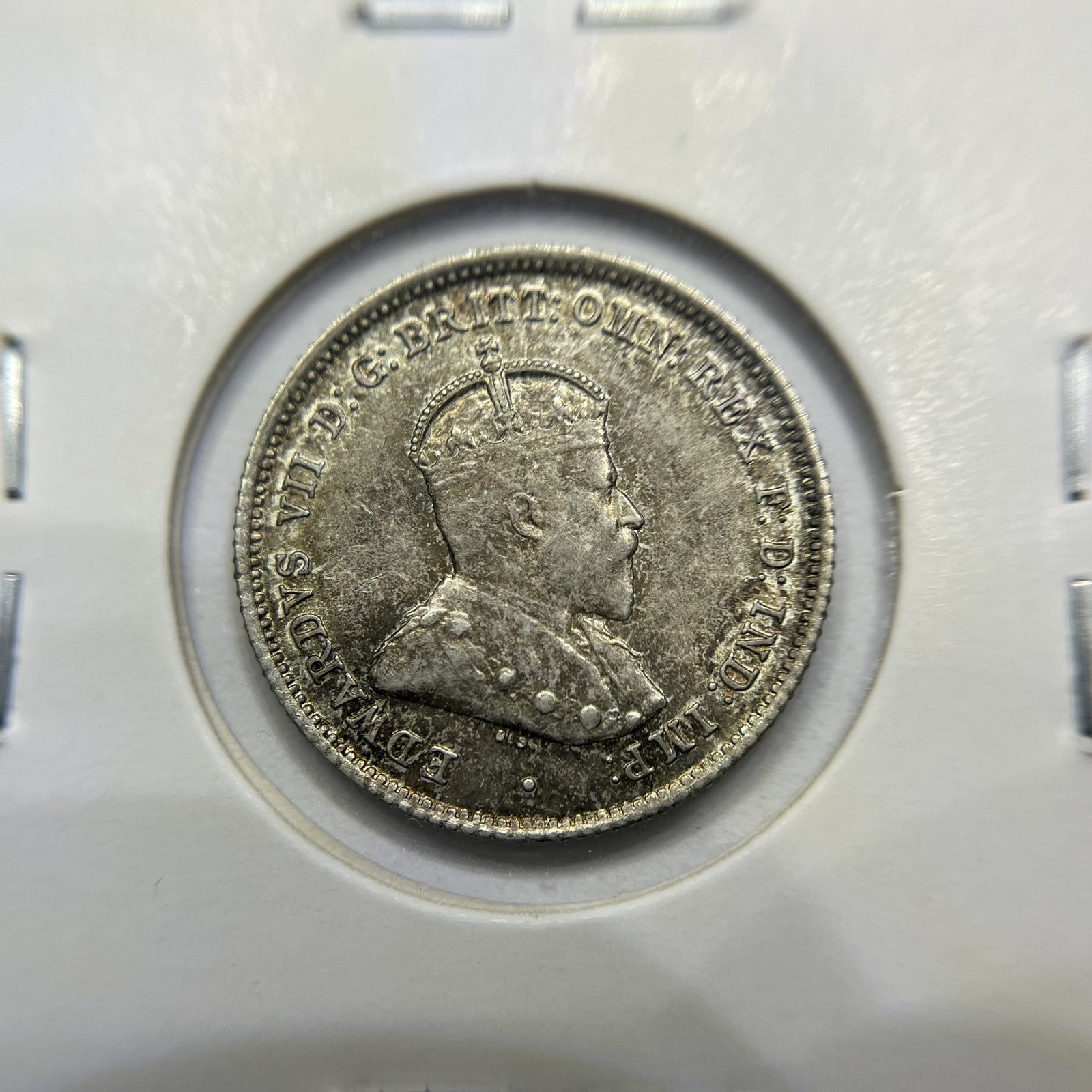 1910 Sixpence Coin - Uncirculated Toned - Edward VII Silver Predecimal