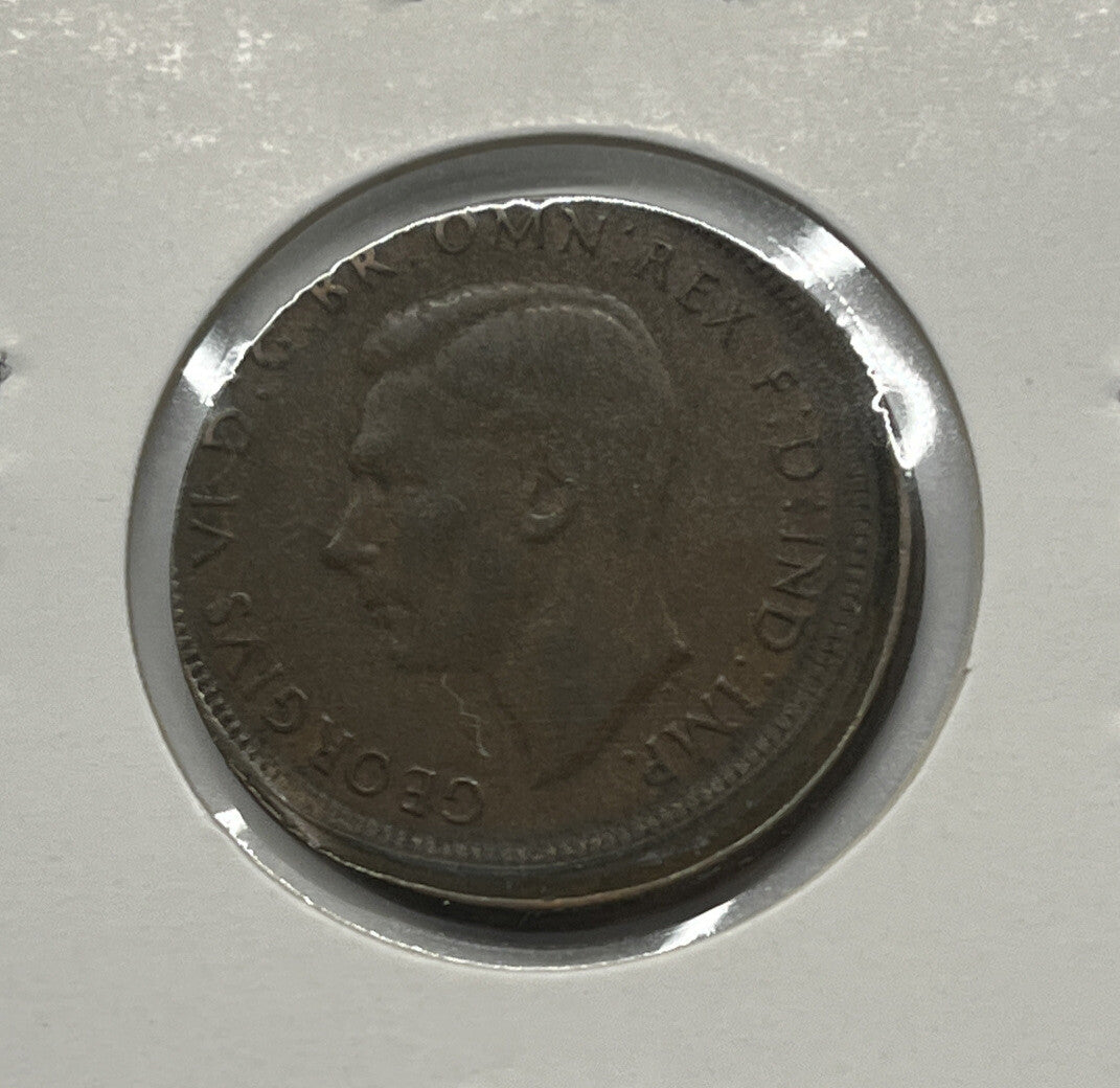 1948 Half-Penny Error Coin - Large Broadstrike With Nice Lip - Mis-strike