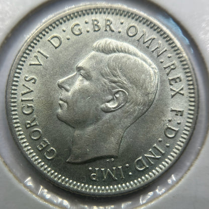 1942 s Shilling Coin - Uncirculated - George VI Silver Predecimal