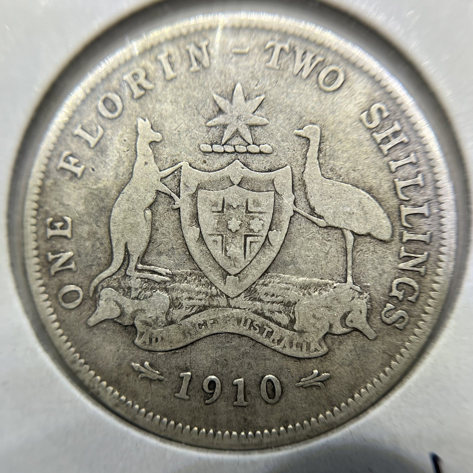 1910 Florin Coin - Fine - King Edward VII Predecimal Silver