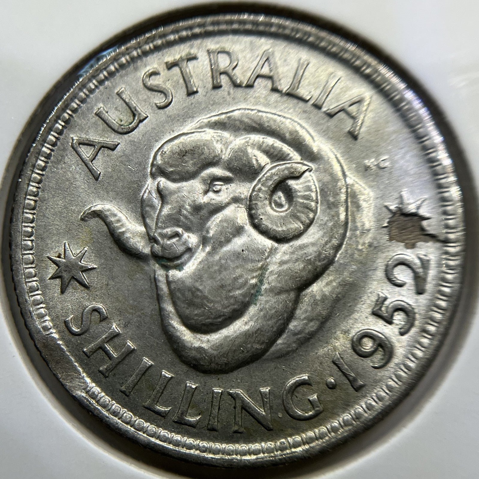 1952 Shilling Error Coin - Clip & Planchet Flaw UNC - George V Silver