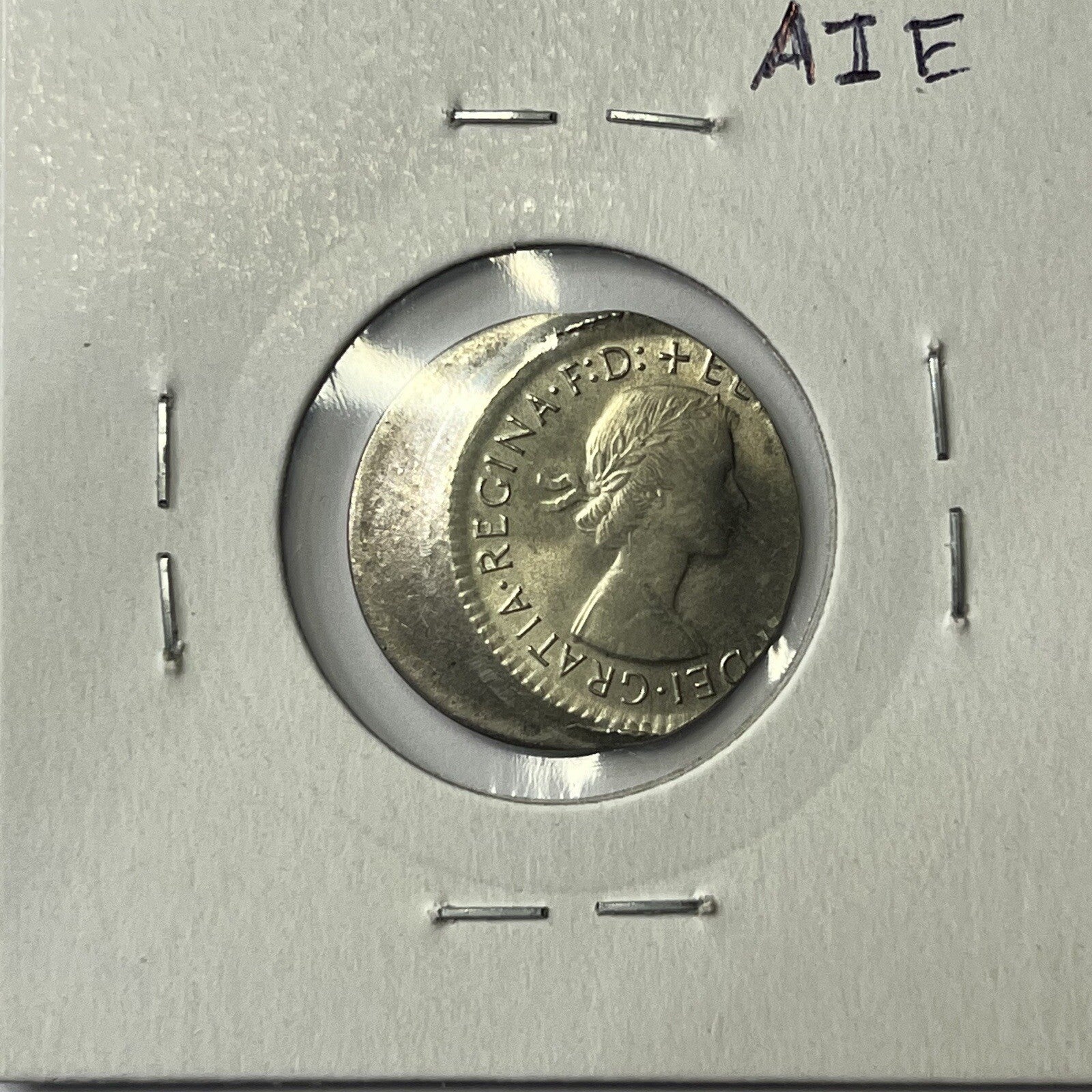 1957 Sixpence Coin UNC - Off Centre 30% Out of Collar Large Error - Silver Rare