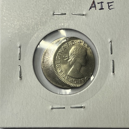 1957 Sixpence Coin UNC - Off Centre 30% Out of Collar Large Error - Silver Rare