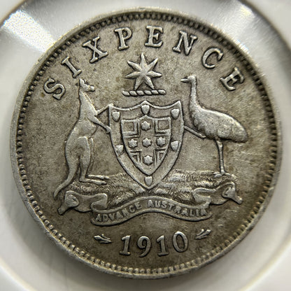 1910 Sixpence Coin - Very Fine - Silver Edward VII