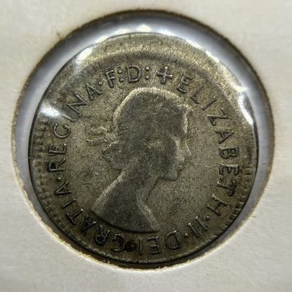 1957 Sixpence Error Coin - Broadstrike Good - Elizabeth II Australia