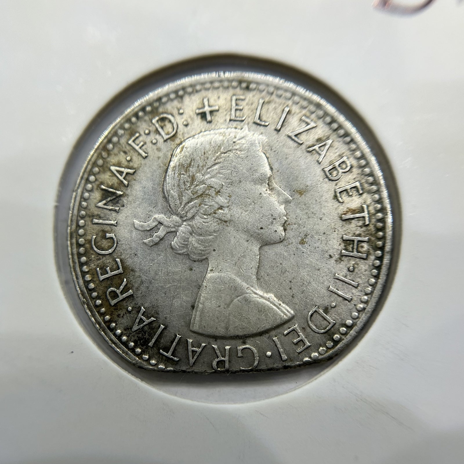 1960 Shilling Error Coin - Ragged Clip Rim Bite - Silver Elizabeth II