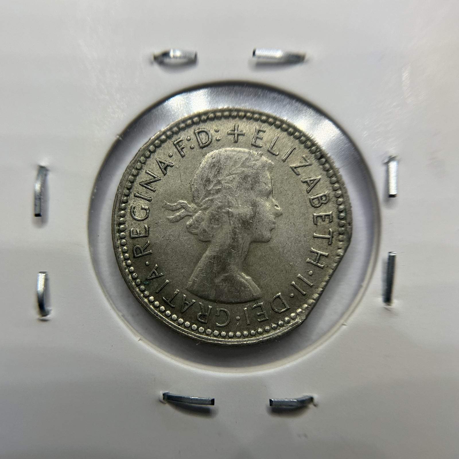 1962 Sixpence Error Coin - Straight Clipped Planchet - Silver Elizabeth II