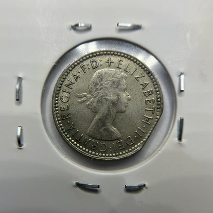 1962 Sixpence Error Coin - Straight Clipped Planchet - Silver Elizabeth II
