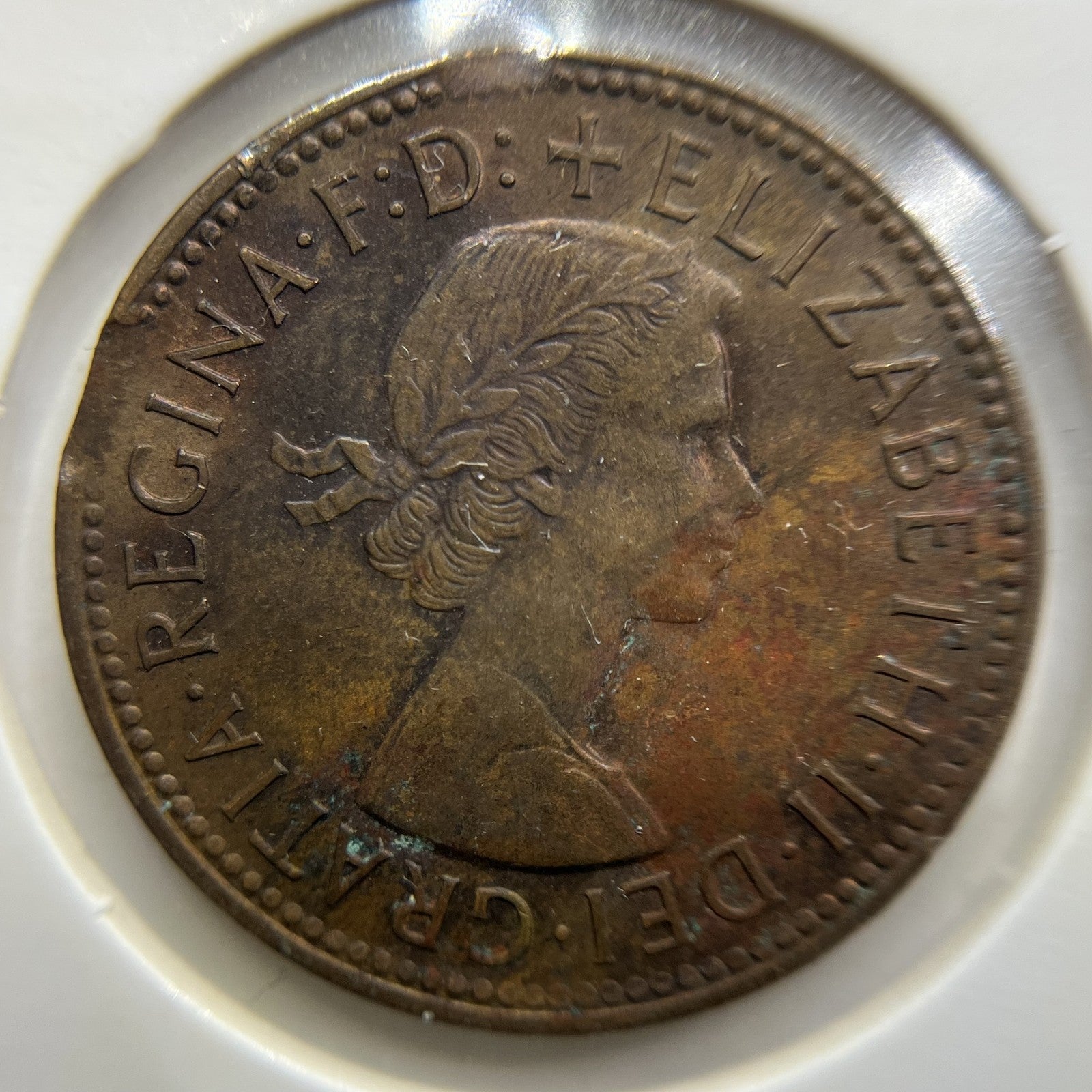 1959 Half Penny Error Coin - Double Clipped Planchet - Elizabeth II Australia