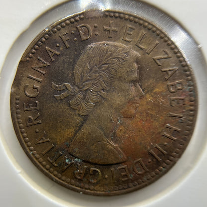 1959 Half Penny Error Coin - Double Clipped Planchet - Elizabeth II Australia