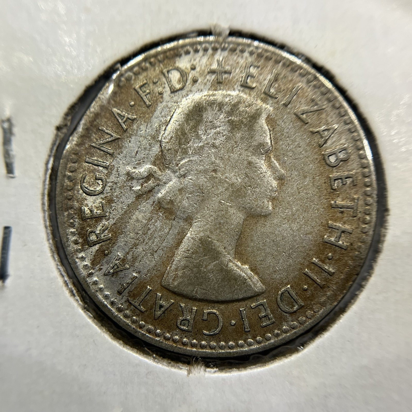 1961 Shilling Error Coin - Clipped Planchet Rim Bite - Silver Elizabeth II