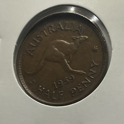 1959 Half Penny Coin - Off Centre Misstrike Error Lip - Scarce Predecimal Collar
