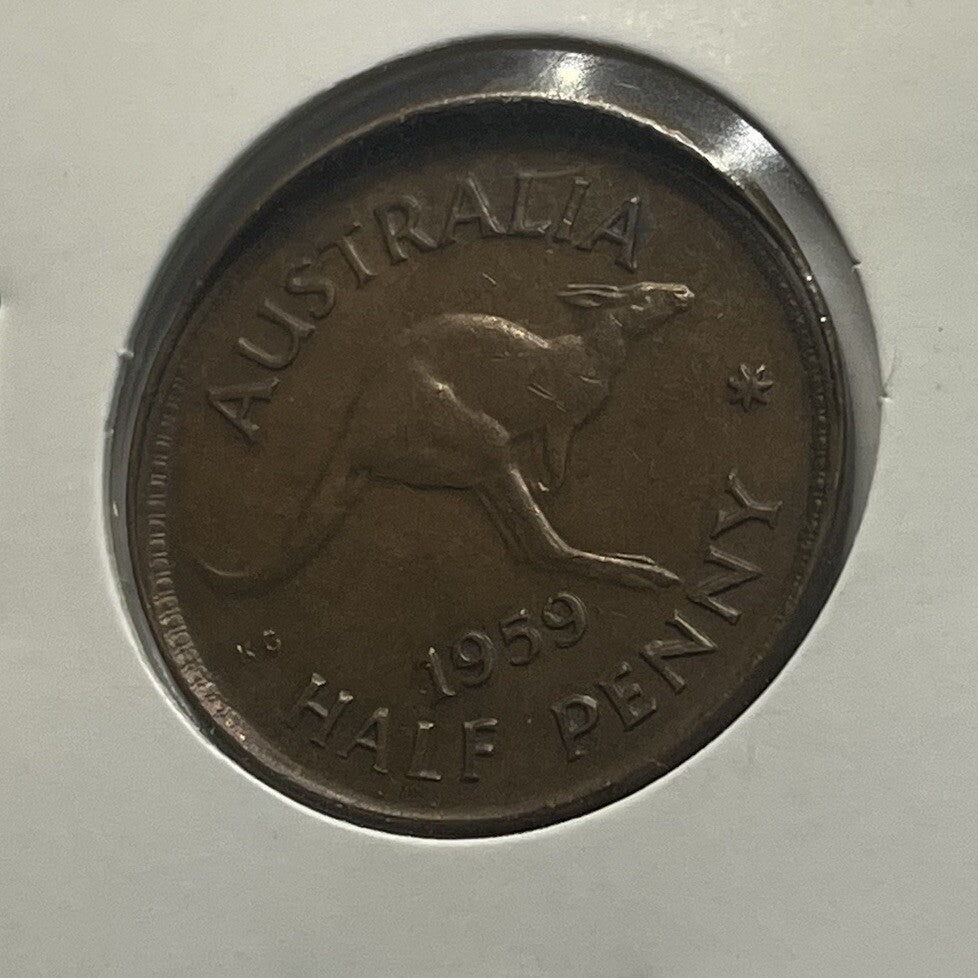 1959 Half Penny Coin - Off Centre Misstrike Error Lip - Scarce Predecimal Collar