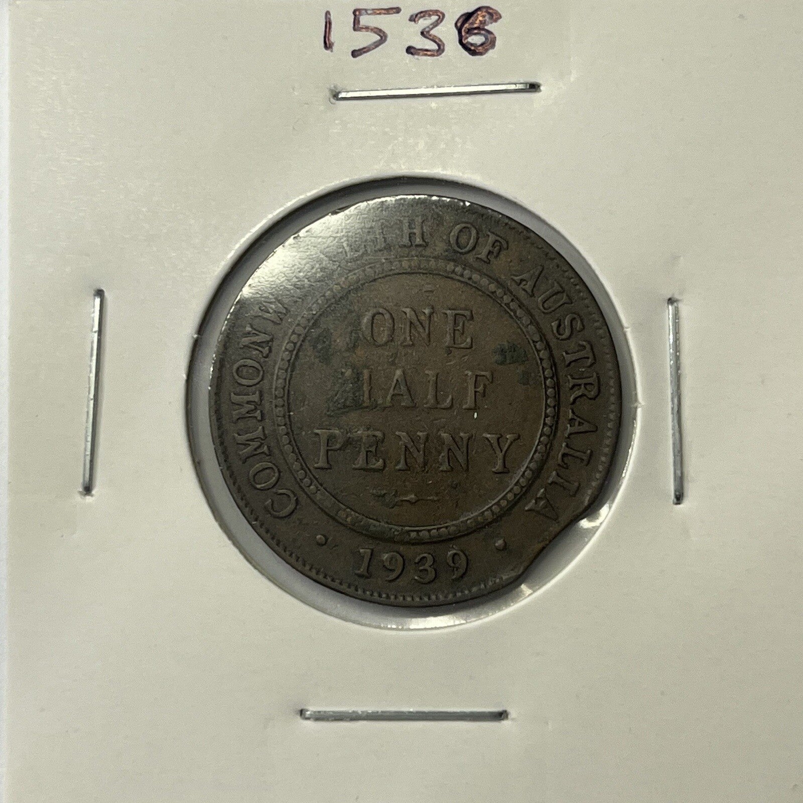 1939 Half Penny Coin - Clipped Planchet Rim Bite Error - Scarce Predecimal Clip