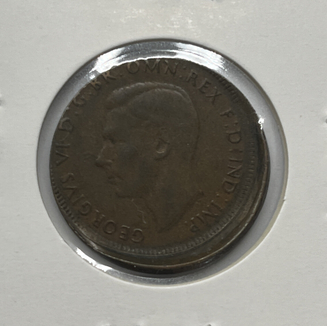 1948 Half-Penny Error Coin - Large Broadstrike With Nice Lip - Mis-strike