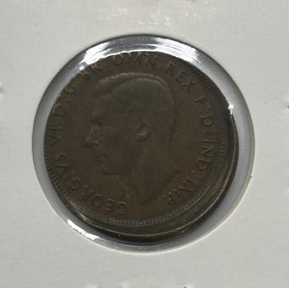 1948 Half-Penny Error Coin - Large Broadstrike With Nice Lip - Mis-strike