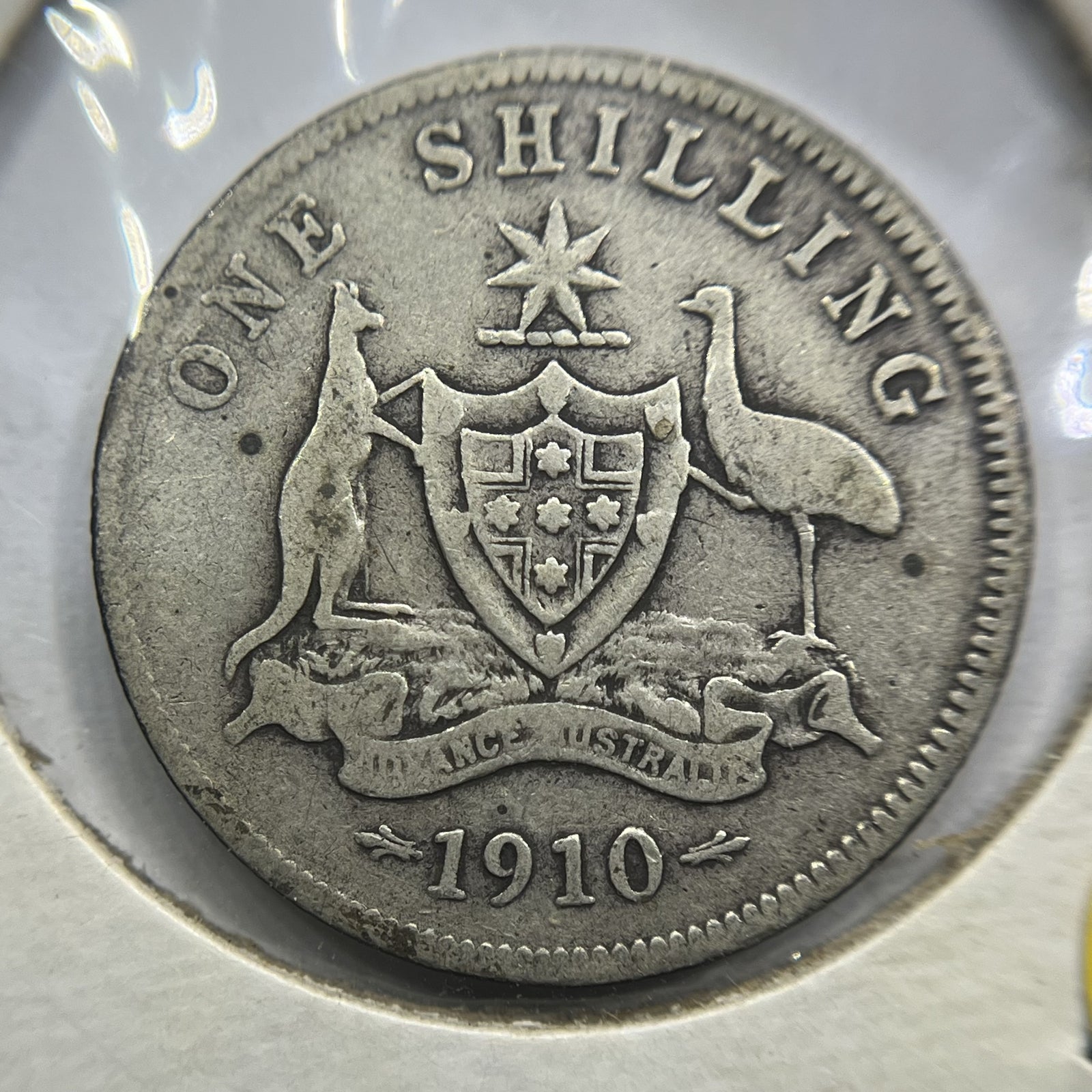 1910 Shilling Coin - almost Fine - Edward VII Silver Predecimal First Year
