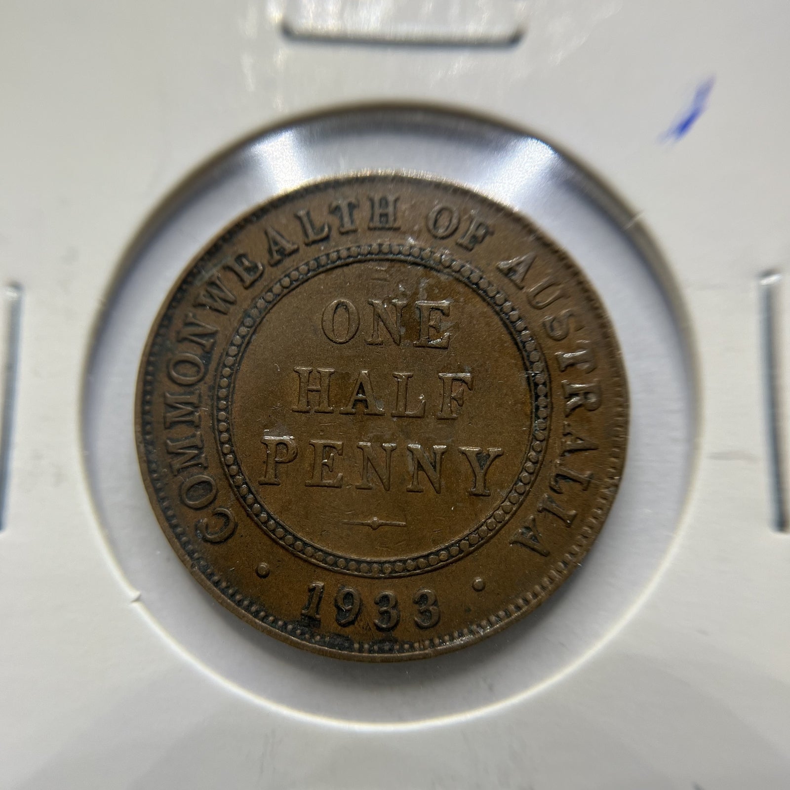 1933 Half Penny Coin - good Very Fine - George V Predecimal