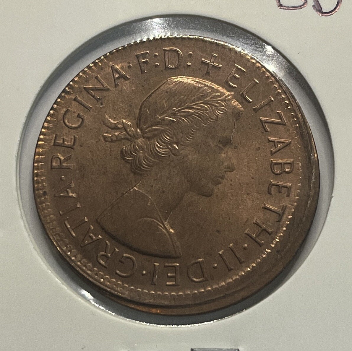 1964 Penny Coin - Struck Out of Collar Misstrike Error Lip - Scarce Predecimal