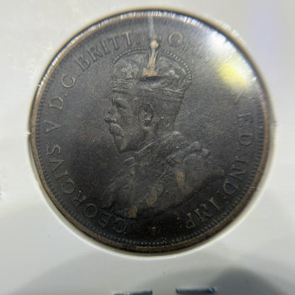 1912 Penny Coin - Obv Planchet Flaw Error on Crown Very Fine - King George V