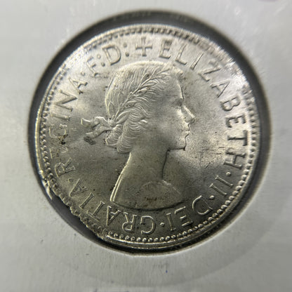 1963 Florin Error Coin - Ragged Clip Rim Bite - UNC Silver Elizabeth II