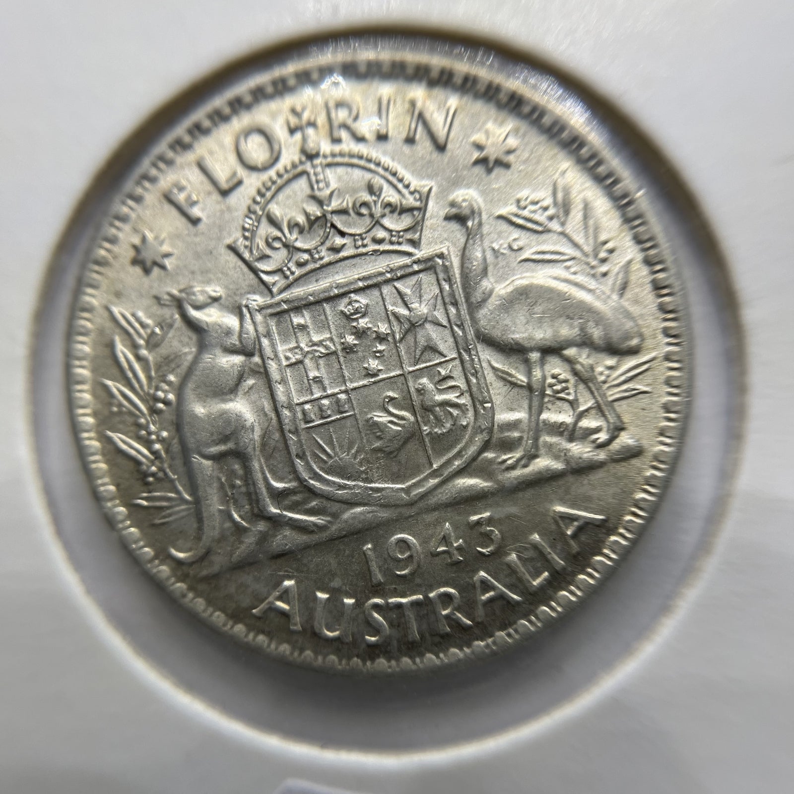 1943 Florin Coin - Extremely Fine or better - George VI Silver Predecimal