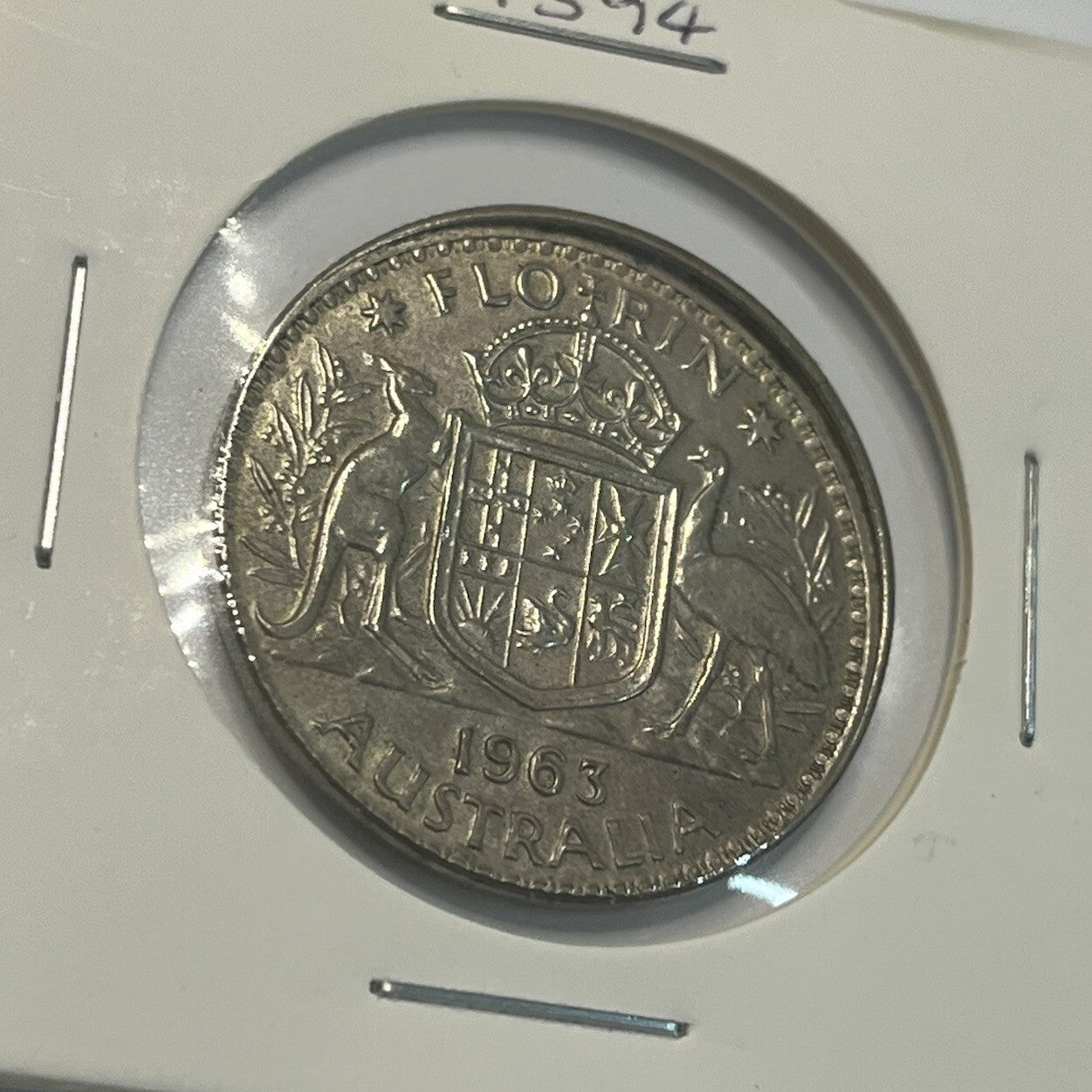 1963 Florin Coin - Off Centre Misstrike Error LIP - Scarce Predecimal Collar