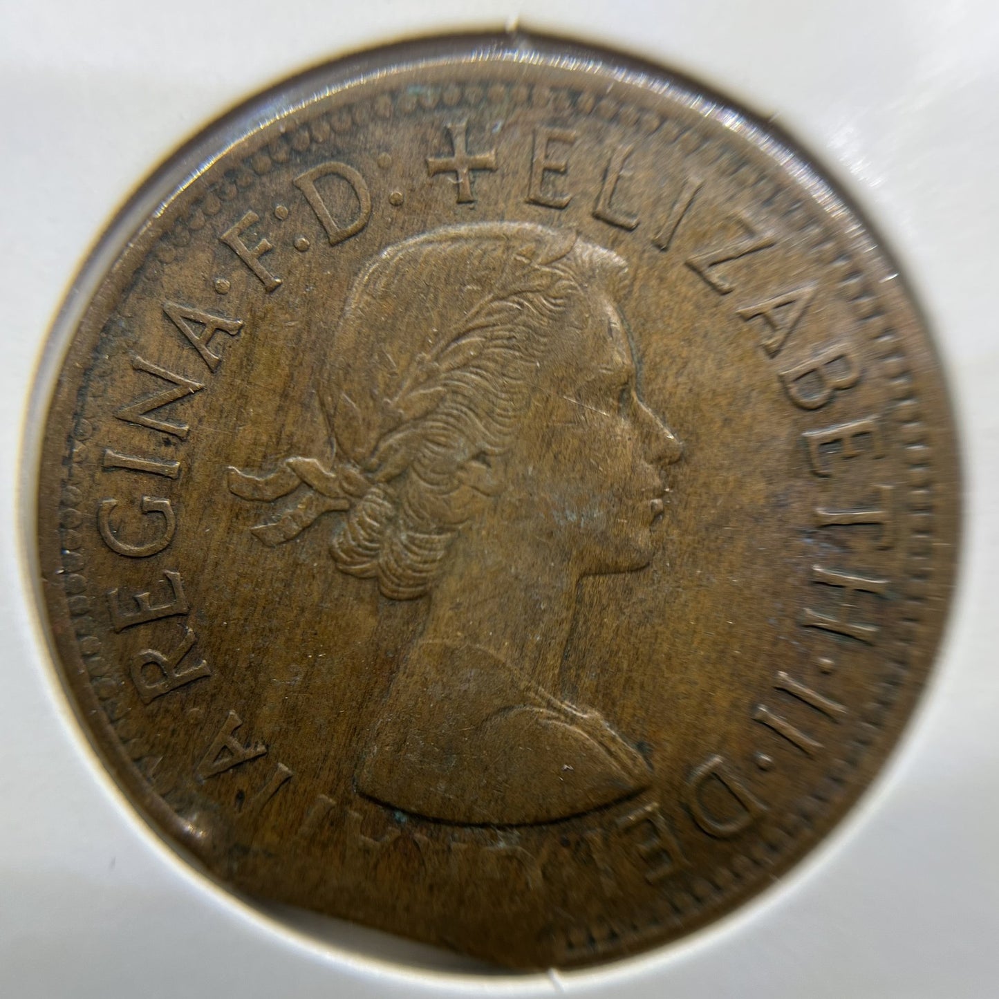 1956 Error Penny Coin - Straight Clip Planchet - Elizabeth II