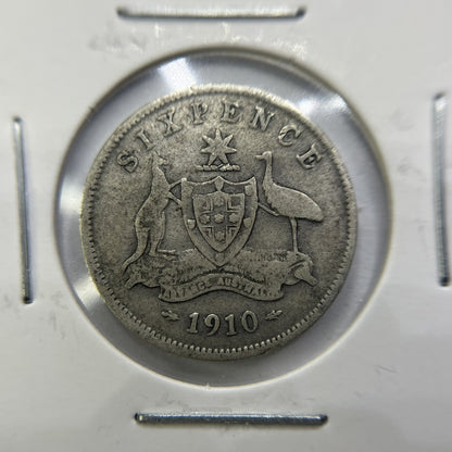 1910 Sixpence Coin - Fine - Edward VII First Year of Issue Silver Predecimal