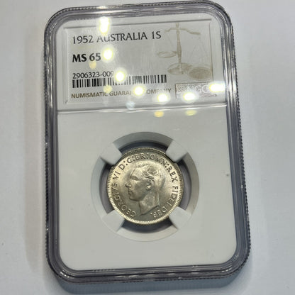 1952 Australian Shilling Coin - NGC MS65 - Choice Uncirculated George VI