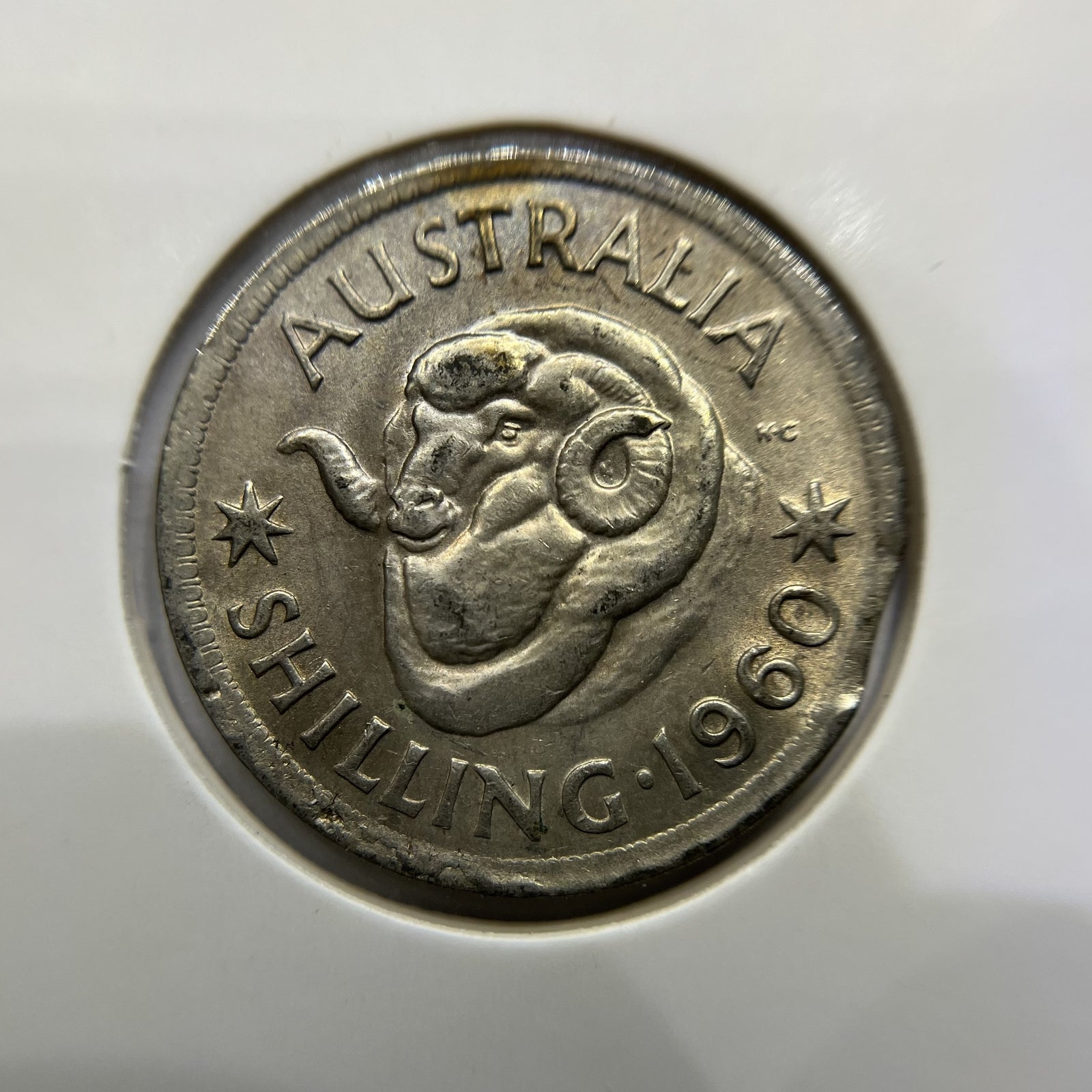 1960 Shilling Error Coin - Clipped Planchet Rim Bite - Silver Elizabeth II