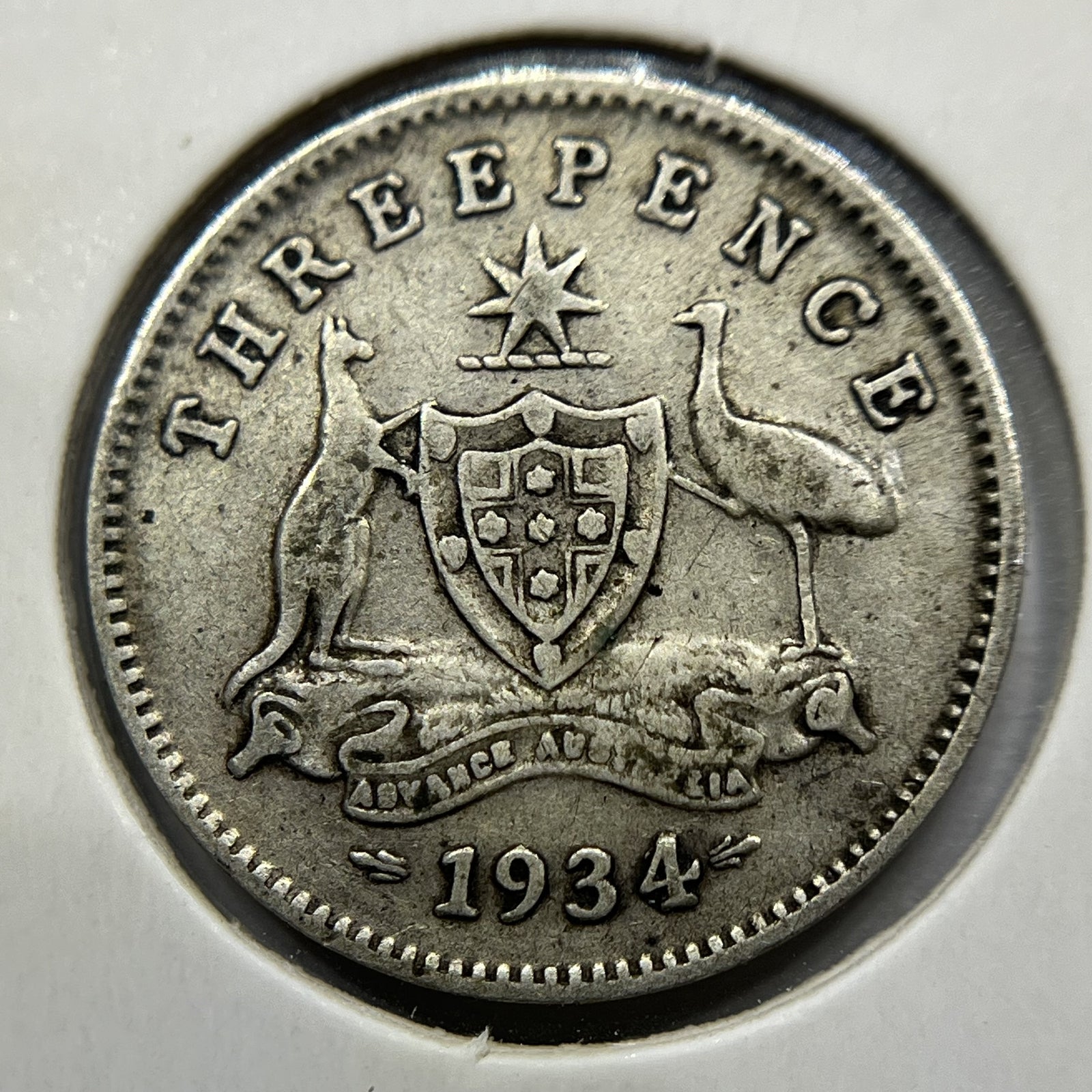 1934/33 Threepence Error Coin - Very Good - George V Overdate Scarce Silver