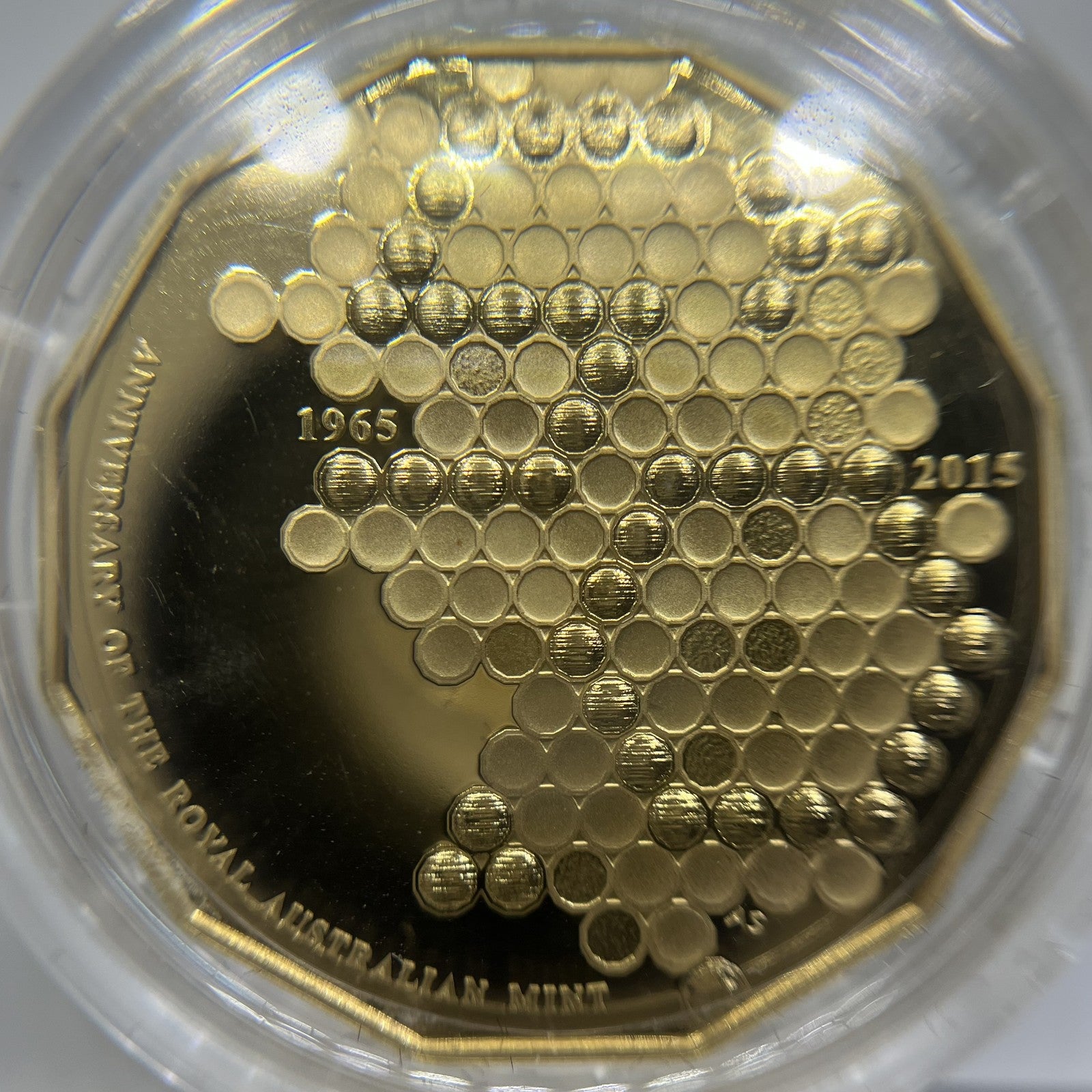 2015 Fifty 50 Cent Coin - Honeycomb - Gold Plated Ex Proof Set