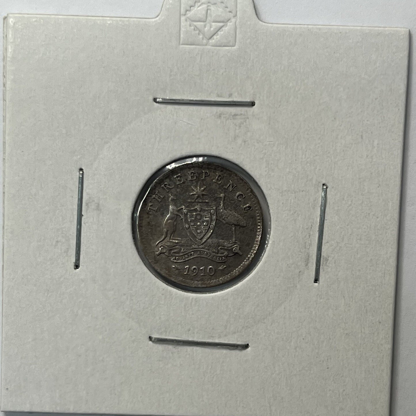 1910 Threepence Coin - almost Extremely Fine aEF - Predecimal Toned Edward II