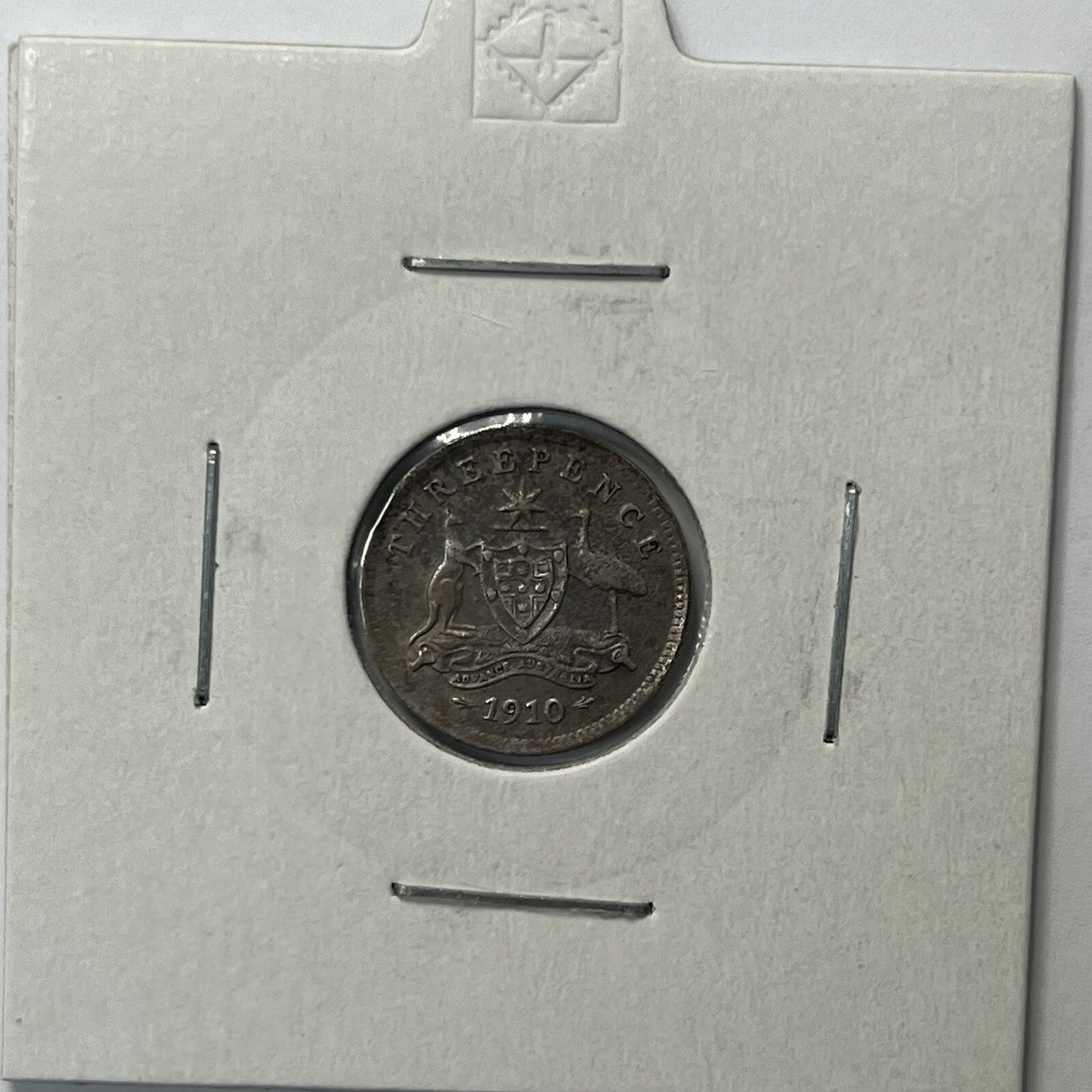 1910 Threepence Coin - almost Extremely Fine aEF - Predecimal Toned Edward II