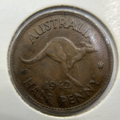 1942 Y. Half Penny Coin - good Very Fine - George VI Predecimal