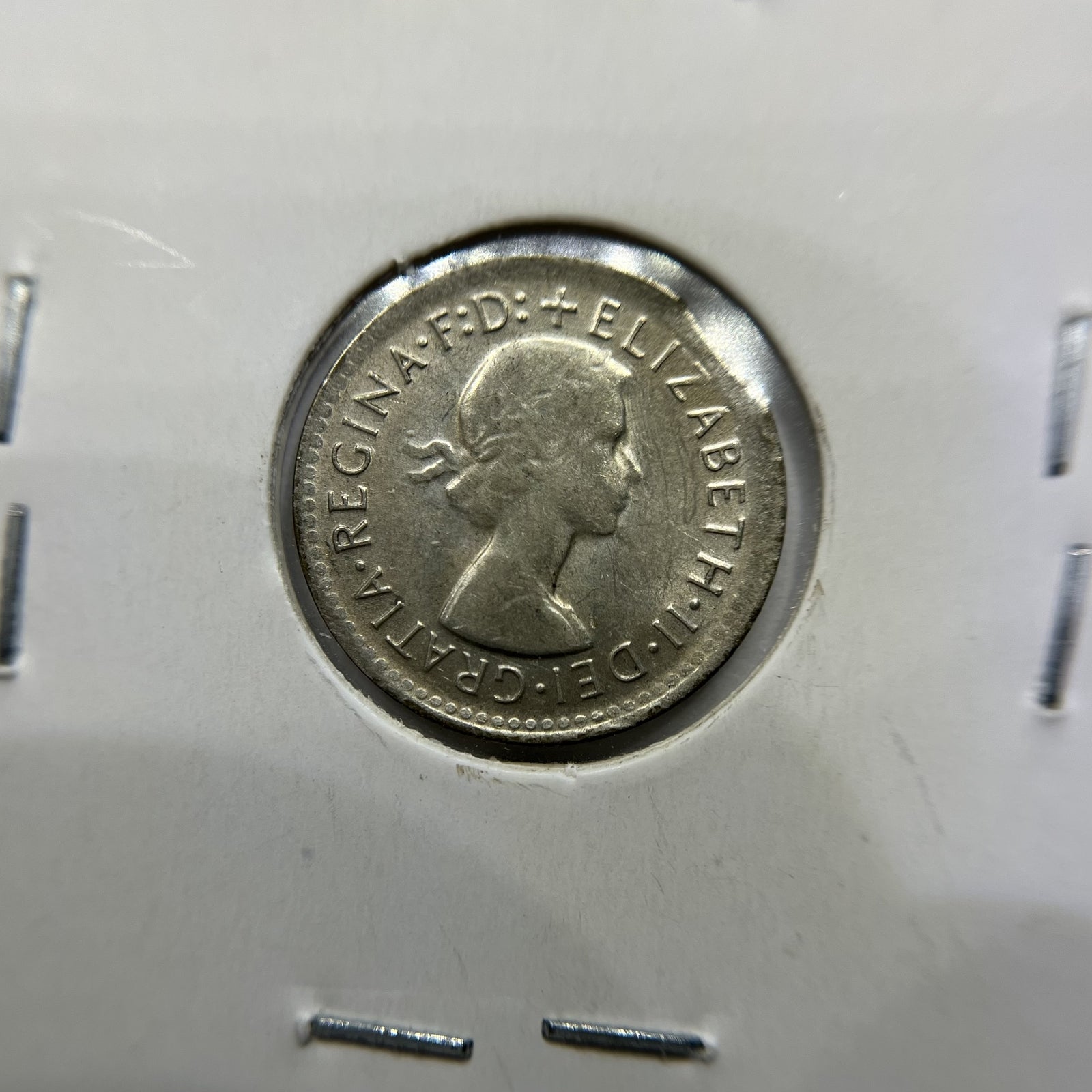 1961 Threepence Error Coin - Clipped Planchet Rim Bite - Silver Elizabeth II