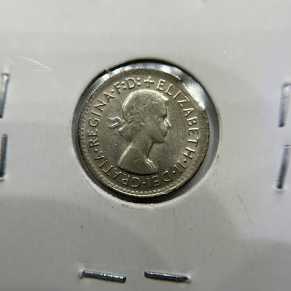 1961 Threepence Error Coin - Clipped Planchet Rim Bite - Silver Elizabeth II