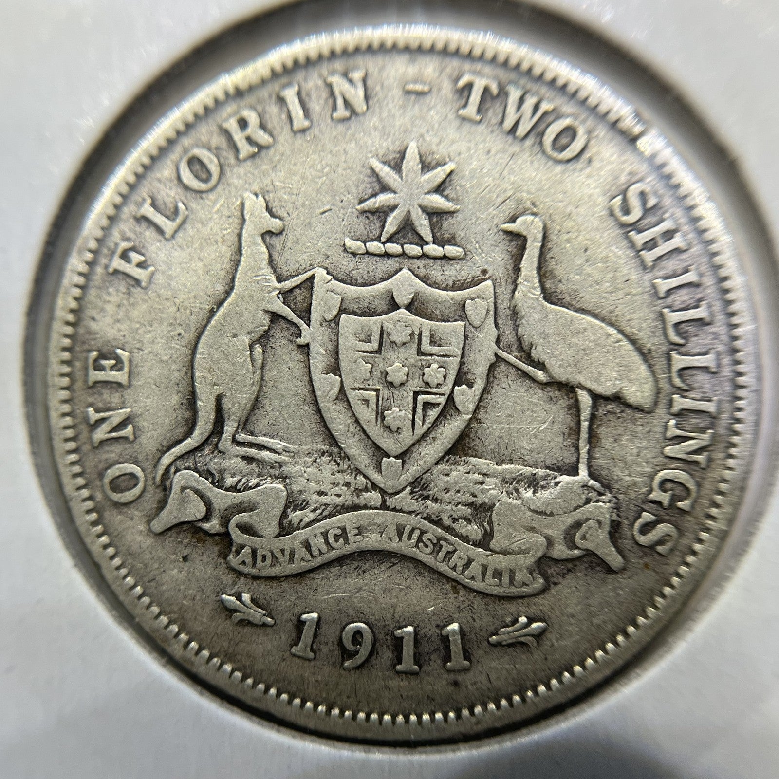 1911 Florin Coin - Very Good - George V Silver Predecimal Scarce Date