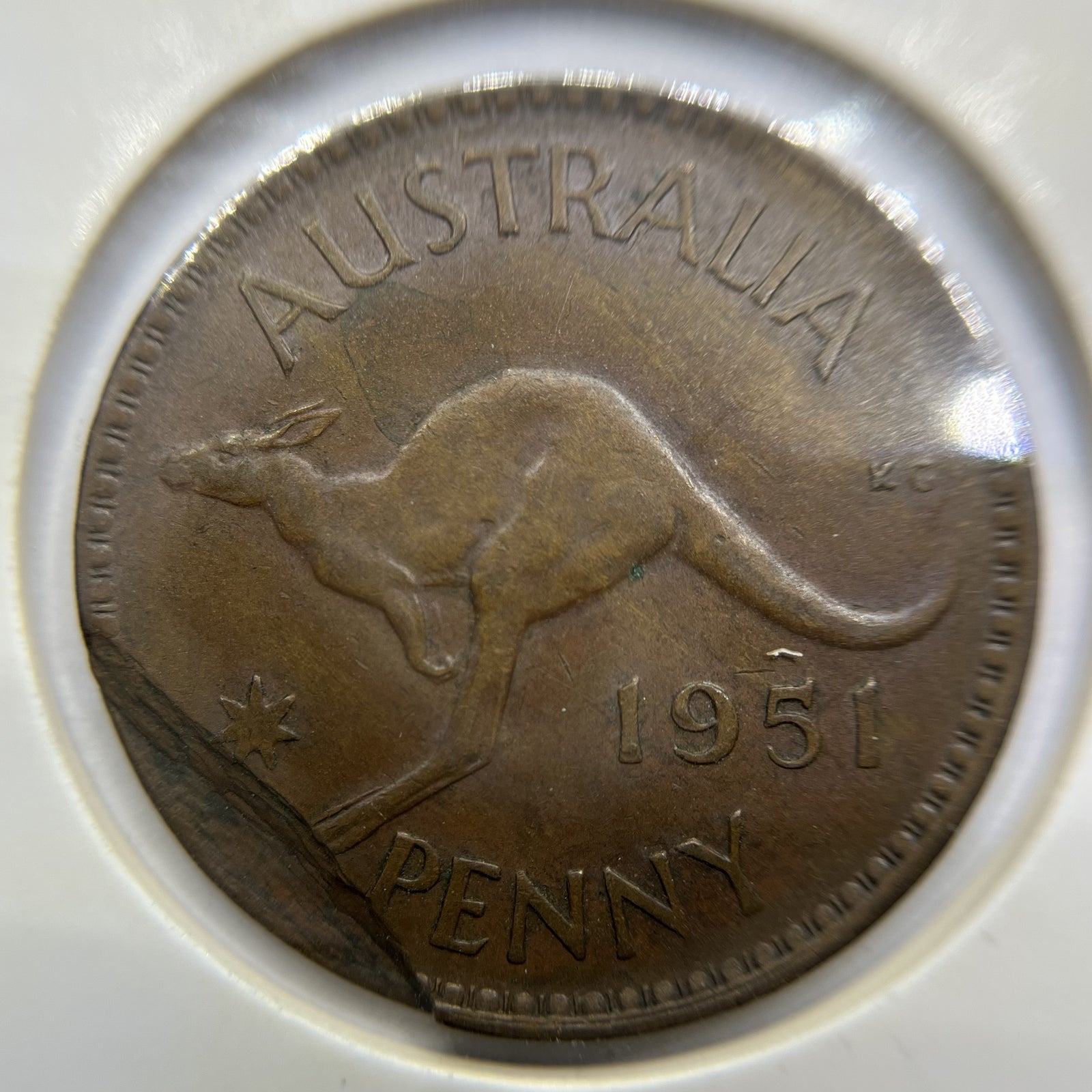 1951 Penny Error Coin - Significant Planchet Flaw perhaps Struck Through George
