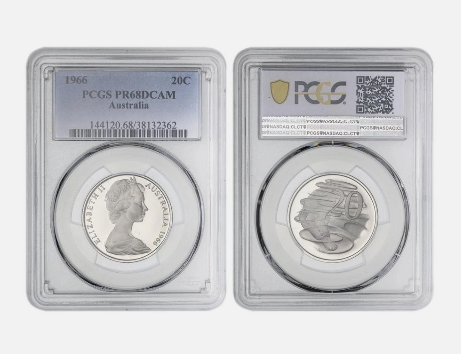 1966 Twenty 20 Cent Coin - PCGS PR68 - Proof Graded Elizabeth II Slab