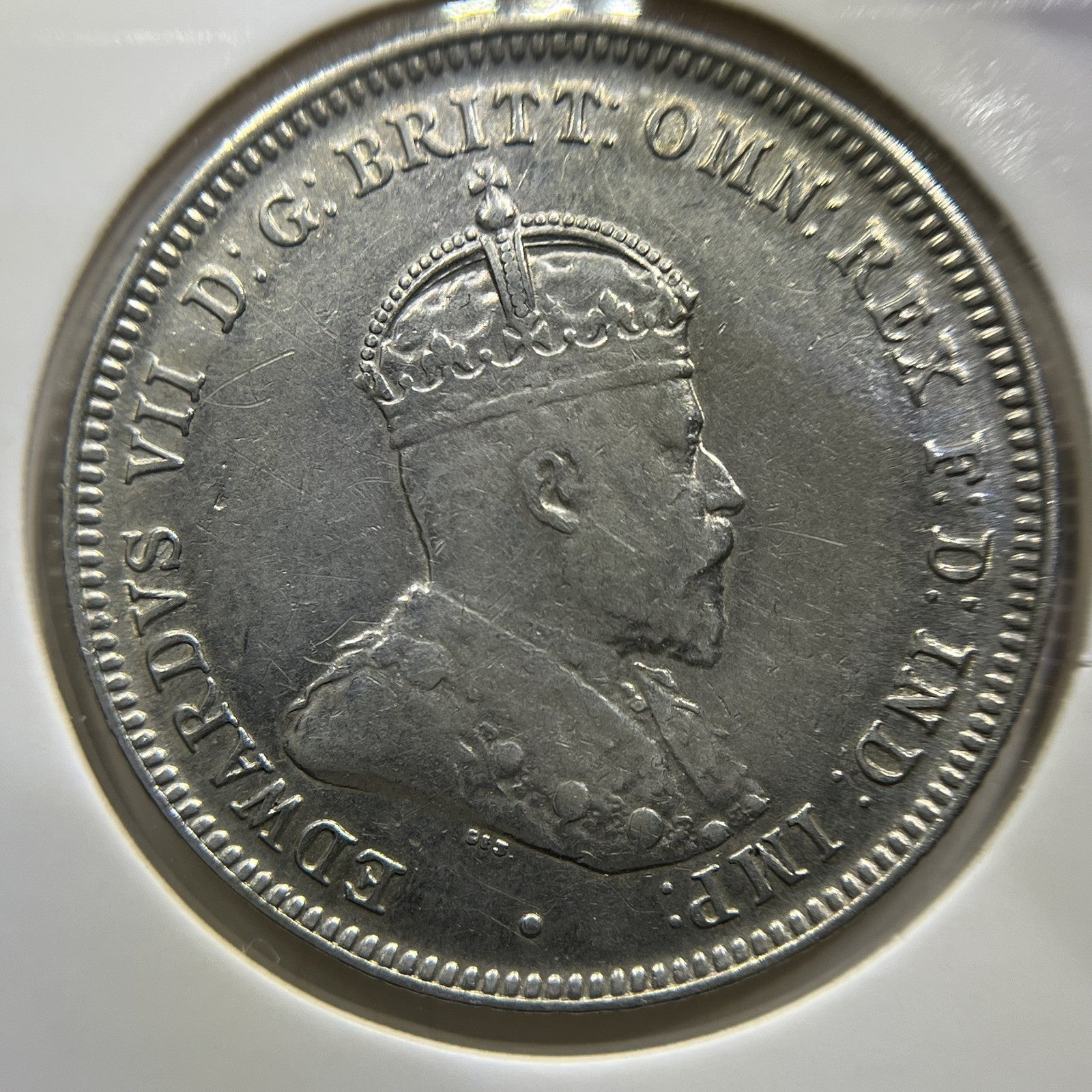 1910 Shilling Coin - almost Extremely Fine - Edward VII Silver First Year
